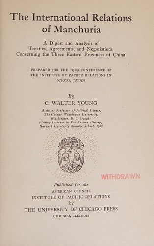 The international relations of Manchuria