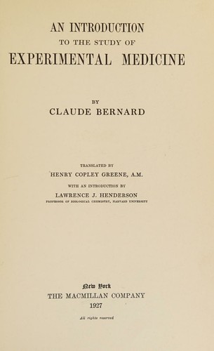 An introduction to the study of experimental medicine,