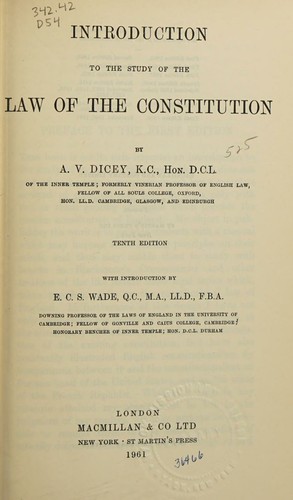Introduction to the Study of the Law  of the Constitution (Papermac, No. 3)