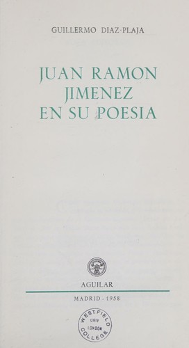 Juan Ramón Jiménez en su poesía.