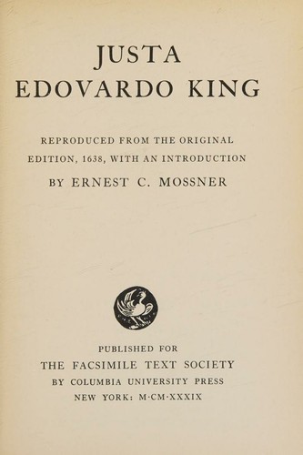 Justa Edovardo King Reproduced from the original Edition, 1638