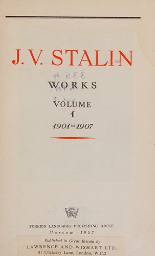 J. V. Stalin Works Volume 1 1901-1907