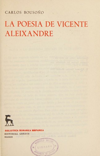 La poesia de Vicente Aleixandre