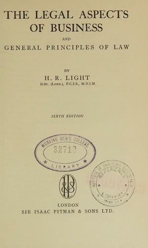 The legal aspects of business and general principles of law