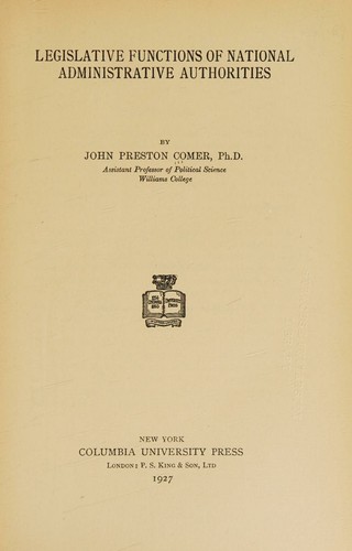 Legislative Functions of National Administrative Authorities