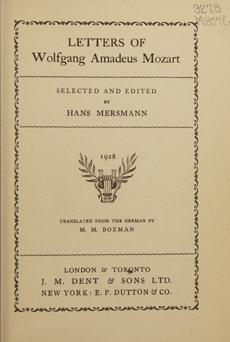 Letters of Wolfgang Amadeus Mozart