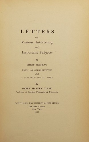 Letters on Various Subjects