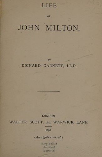 Life of John Milton (Great Writers Series)
