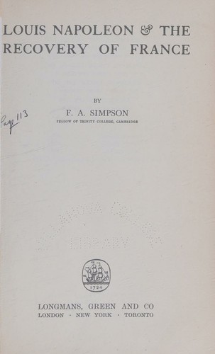 Louis Napoleon & the recovery of France, 1848-1856,