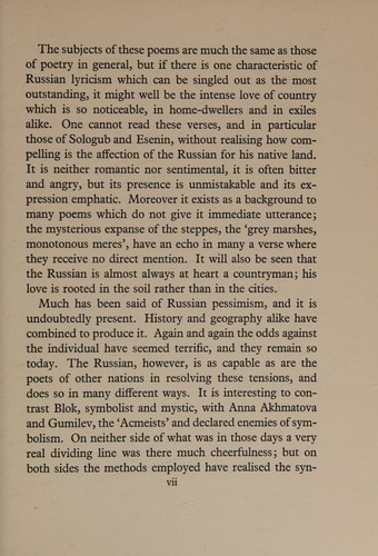 Lyrics From the Russian Symbolists & Oth
