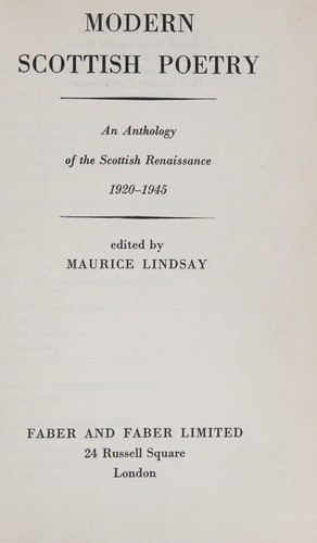 MODERN SCOTTISH POETRY An Anthology of the Scottish Renaissance 1920 - 1945