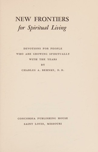 New frontiers for spiritual living