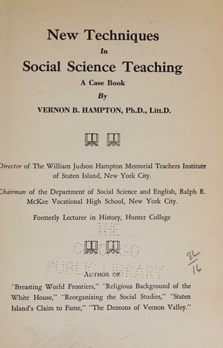 New techniques in social science teaching;