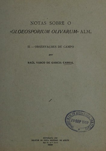 Notas Sobre O Gloeosporium Olivarium - ALM