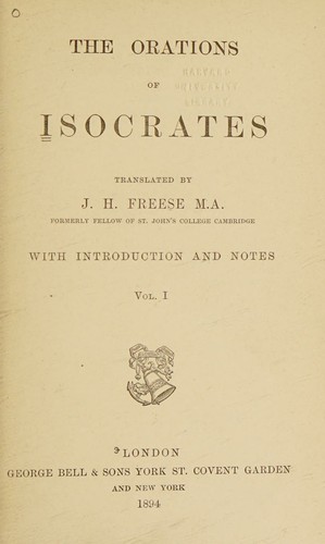 The Orations of Isocrates, Volume I