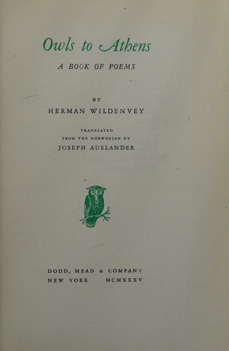 Owls to Athens, a book of poems