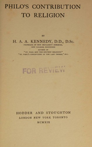 Philo's Contribution to Religion