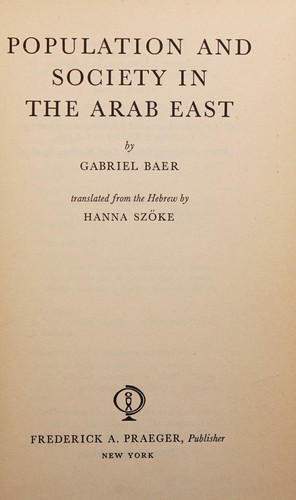 Population and society in the Arab east
