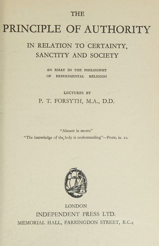 The principle of authority in relation to certainty, sanctity, and society;