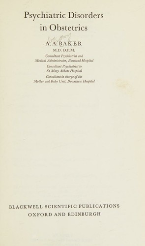Psychiatric disorders in obstetrics