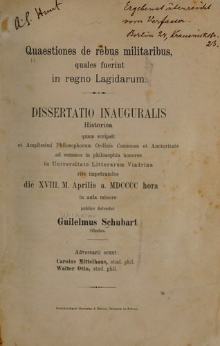 Quaestiones de rebus militaribus, quales fuerint in regno Lagidarum ...