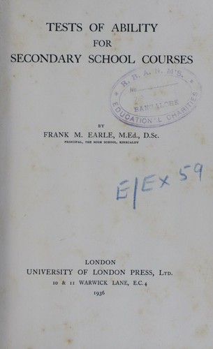 Tests of ability for secondary school courses