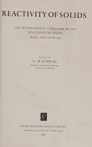 Reactivity of Solids 5th International Symposium on the Reactivity of Solids
