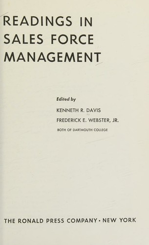 Readings in sales force management