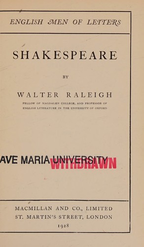 Shakespeare (English men of letters)