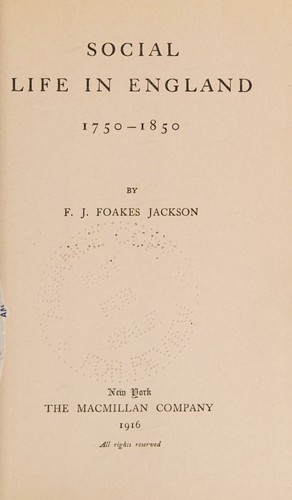 Social Life in England 1750-1850