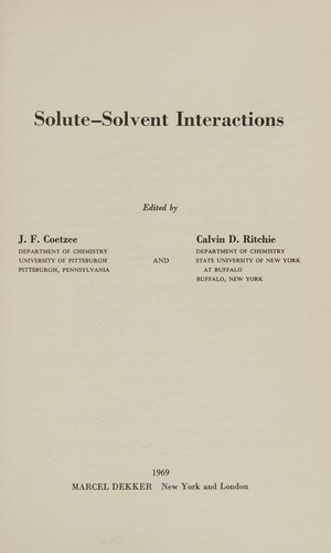Solute-Solvent Interactions
