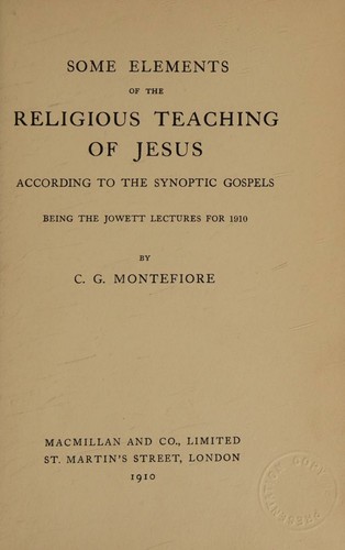 Some elements of the religious teaching of Jesus