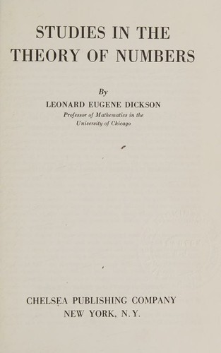 Studies in the theory of numbers