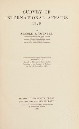 SURVEY OF INTERNATIONAL AFFAIRS 1926