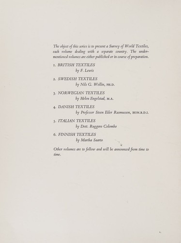 Swedish textiles, 1943-1950 (Survey of world textiles series;no.2)
