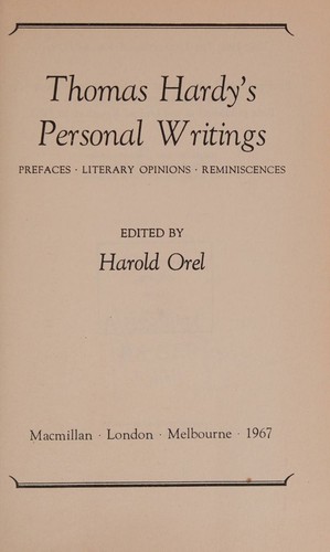THOMAS HARDY'S PERSONAL  WRITINGS
