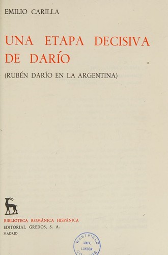 Una etapa decisiva de Darío (Rubén Darío en la Argentina).