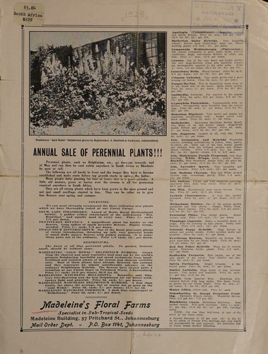 Annual sale of perennial plants
