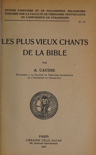 Les plus vieux chants de la Bible