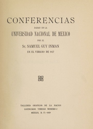 Conferencias dadas en le Universidad nacional de México
