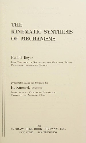 the kinematics synthesis of mechanisms