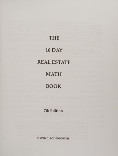 The 16 Day Real Estate Math Book