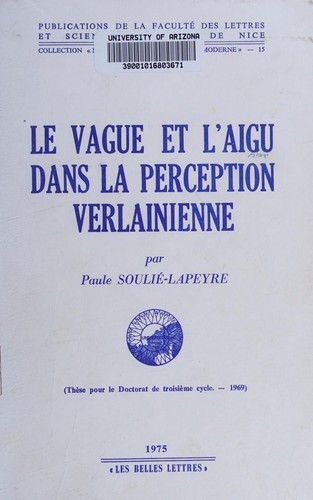 le vague et l'aigu dans la perception verlainienne