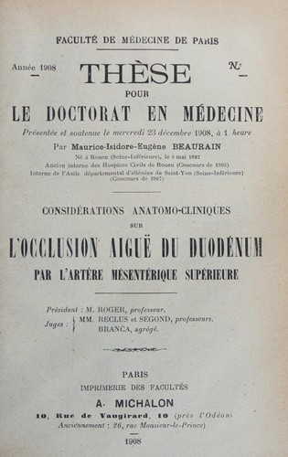 these pour le doctorat en medecine