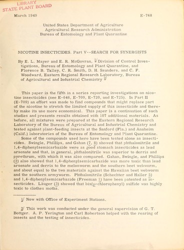 Nicotine insecticides. Part V, Search for synergists