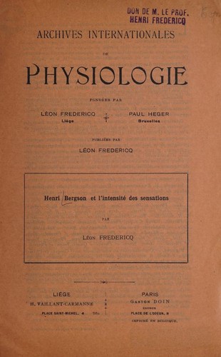 Henri Bergson et l'intensité des sensations