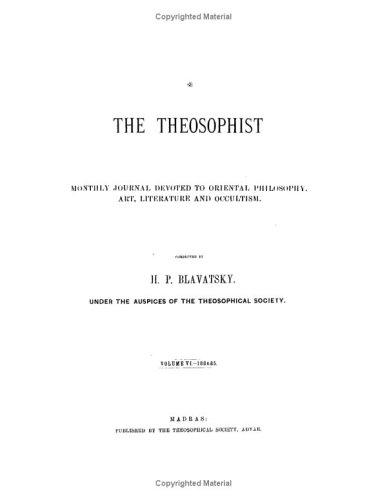 The Theosophist 1884 to 1885