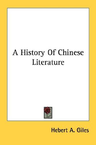 A History Of Chinese Literature