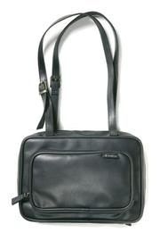 Leather-Look Organizer Black with Shoulder Straps Med