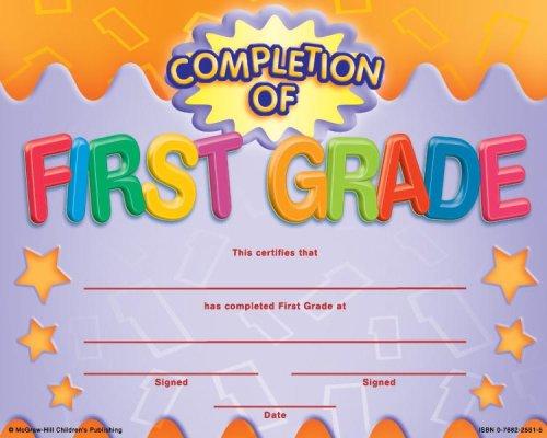 Completion of First Grade Fit-in-a-Frame Award (Award Certificates)